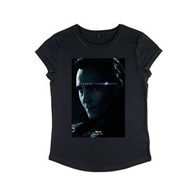 Marvel Yenilmezler Endgame Avenge Loki Rolled Sleeve Siyah Kadın T-shirt