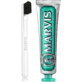 Marvis 85 ml Classic Strong Mint Beyazlatıcı Diş Macunu ve Marvis White Soft Diş Fırçası