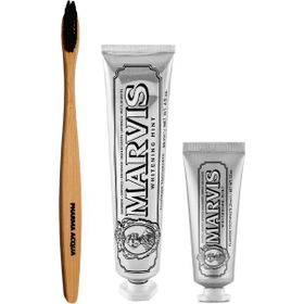 Marvis 85+25 ml Smokers Whitening Mint Nane Aromalı Beyazlatma Doğal Diş Macunu + Pharma Acqua Bambu Diş Fırçası