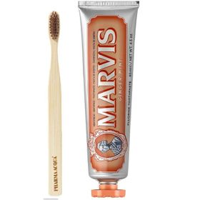 Marvis Ginger Mint Beyazlatıcı 85 ml Diş Macunu + Pharma Acqua Bambu Diş Fırçası