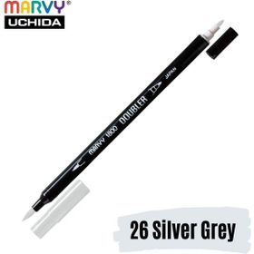 Marvy 1800-26 Gümüş Çift Uçlu Brush Pen Fırça Kalem