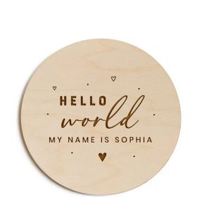 Marwin Craft Isme Özel Hello World Merhaba Dünya Yazılı Hoş Geldin Bebek Hediyesi Ahşap Disk