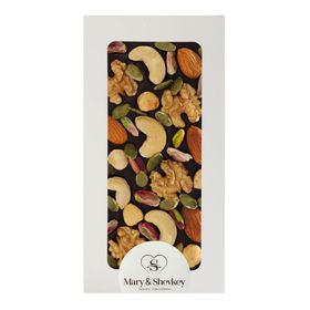 Mary & Shevkey 130 gr Kuvertür Çikolata Badem Kaju Ceviz Fındık Antep Fıstığı Kabak Çekirdeği İçeren Besleyici Lüks Kuvertür Standart Bitter Çikolata