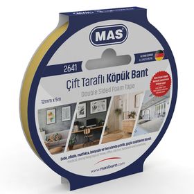 Mas 2641 12 mm x 5 m Çift Taraflı Köpük Bant
