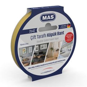 Mas 2642 15 mm x 5 m Çift Taraflı Köpük Bant