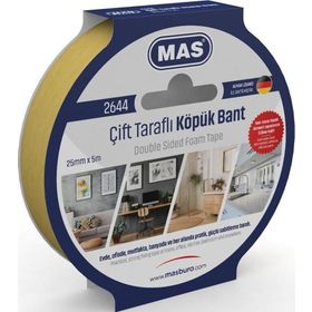 Mas 2644 25 mm x 5 m Çift Taraflı Köpük Bant