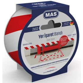 Mas 2653 50 mm x 27 mt Kırmızı Beyaz Yer İşaretleme Bandı
