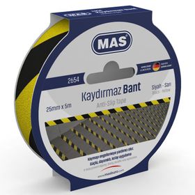 Mas 2654 25 mm x 5 m Sarı Siyah Kaydırmaz Bant