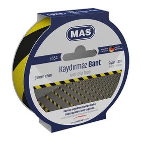 Mas 2654 25 mm x 5 m Sarı Siyah Kaydırmaz Bant