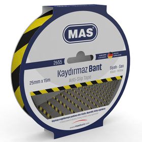Mas 2655 25 mm x 15 m Sarı Siyah Kaydırmaz Bant