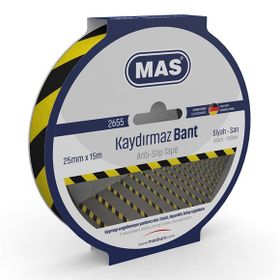 Mas 2655 25 mm x 15 m Sarı Siyah Kaydırmaz Bant