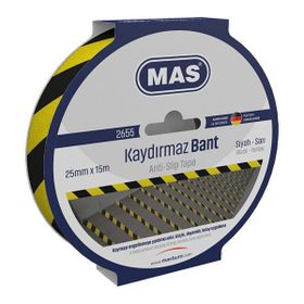 Mas 2655 25 mm x 15 m Sarı Siyah Kaydırmaz Bant