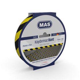 Mas 2655 Sarı Siyah 25 mm 15 m Kaydırmaz Bant