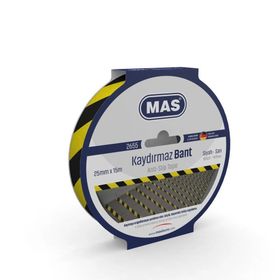 Mas 2655 Sarı Siyah 25 mm 15 m Kaydırmaz Bant