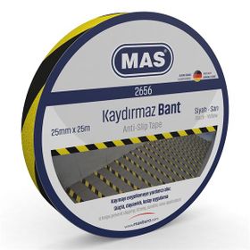 Mas 2656 25 mm x 25 mt Sarı Siyah Kaydırmaz Bant