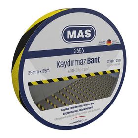 Mas 2656 25 mm x 25 mt Sarı Siyah Kaydırmaz Bant