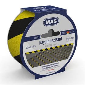 Mas 2657 50 mm x 5 mt Sarı Siyah Kaydırmaz Bant
