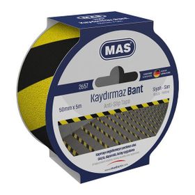 Mas 2657 50 mm x 5 mt Sarı Siyah Kaydırmaz Bant