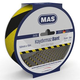 Mas 2658 50 mm x 15 m Sarı Siyah Kaydırmaz Bant