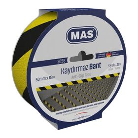 Mas 2658 50 mm x 15 m Sarı Siyah Kaydırmaz Bant