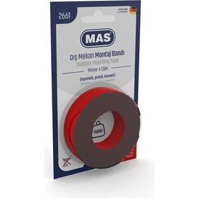 Mas 2661 19 mm x 1.5 mt Çift Taraflı Dış Mekan Güçlü Montaj Bantı