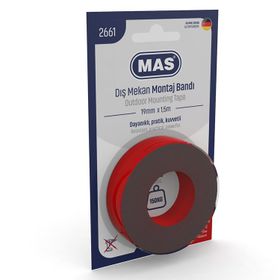 Mas 2661 19 mm x 1.5 mt Çift Taraflı Dış Mekan Güçlü Montaj Bantı
