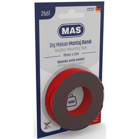Mas 2661 19 mm x 1.5 mt Çift Taraflı Dış Mekan Güçlü Montaj Bantı