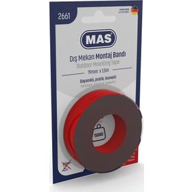 Mas 2661 19 mm x 1.5 mt Çift Taraflı Dış Mekan Güçlü Montaj Bantı