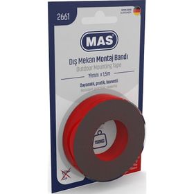 Mas 2661 19 mm x 1.5 mt Çift Taraflı Dış Mekan Güçlü Montaj Bantı