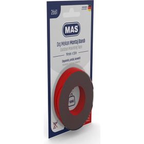 Mas 2661 19 mm x 1.5 mt Çift Taraflı Dış Mekan Güçlü Montaj Bantı