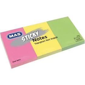 Mas 3651 35x51 mm 3x100 Yaprak Yapışkanlı Not Kağıdı