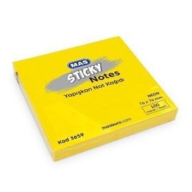 Mas 3659 76x76 mm Neon Sarı Yapışkanlı Not Kağıdı