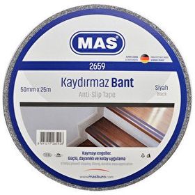 Mas 50 mm x 25 mt Siyah Kaydırmaz Bant