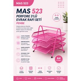 Mas 523 Perfore Pembe 3'lü Evrak Rafı Seti