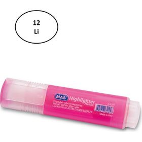 Mas 6400 Pembe 12 Adet Fosforlu Kalem