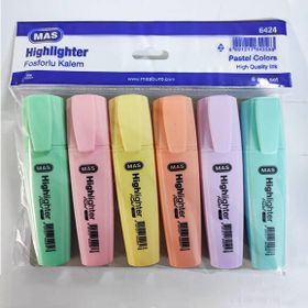 Mas 6424 Pastel 6'lı Fosforlu Kalem Set