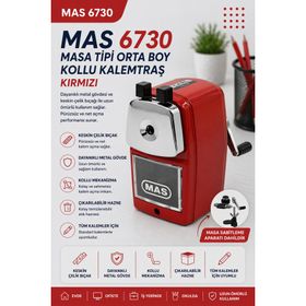 Mas 6730 Kırmızı Masa Tipi Orta Boy Kollu Kalemtıraş