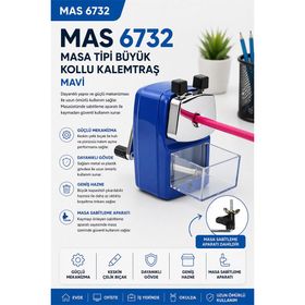 Mas 6732 Mavi Masa Tipi Büyük Kollu Kalemtıraş