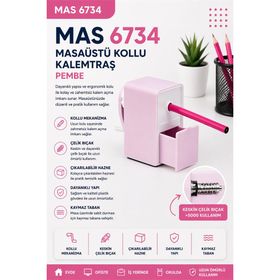 Mas 6734 Masaüstü Pembe Kollu Kalemtraş