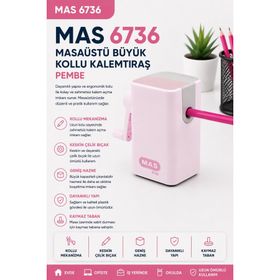 Mas 6736 Masaüstü Pembe Büyük Kollu Kalemtraş