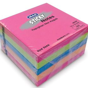 Mas 76x76 400 Yaprak Neon Karma Küp Yapışkanlı Not Kağıdı