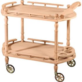 Masifart 9125 Ovel Servis Arabası Cilasız Ahşap