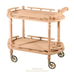 Masifart 9125 Ovel Servis Arabası Cilasız Ahşap