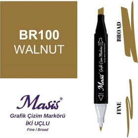Masis 100 Ceviz Çift Uçlu Marker Grafik Çizim Kalemi