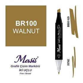 Masis 100 Ceviz Çift Uçlu Marker Grafik Çizim Kalemi