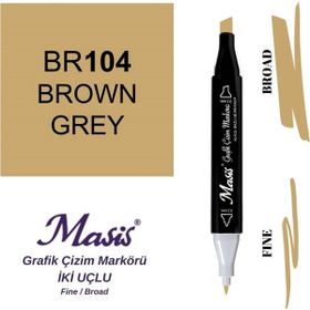 Masis 104 Kahvemsi Gri Çift Uçlu Marker Grafik Çizim Kalemi