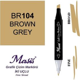 Masis 104 Kahvemsi Gri Çift Uçlu Marker Grafik Çizim Kalemi
