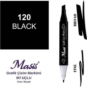 Masis 120 Siyah Çift Uçlu Marker Grafik Çizim Kalemi