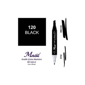 Masis 120 Siyah Çift Uçlu Marker Grafik Çizim Kalemi