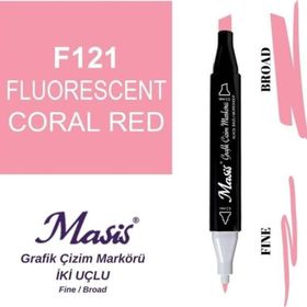 Masis 121 Floresan Kırmızı Çift Uçlu Marker Grafik Çizim Kalemi